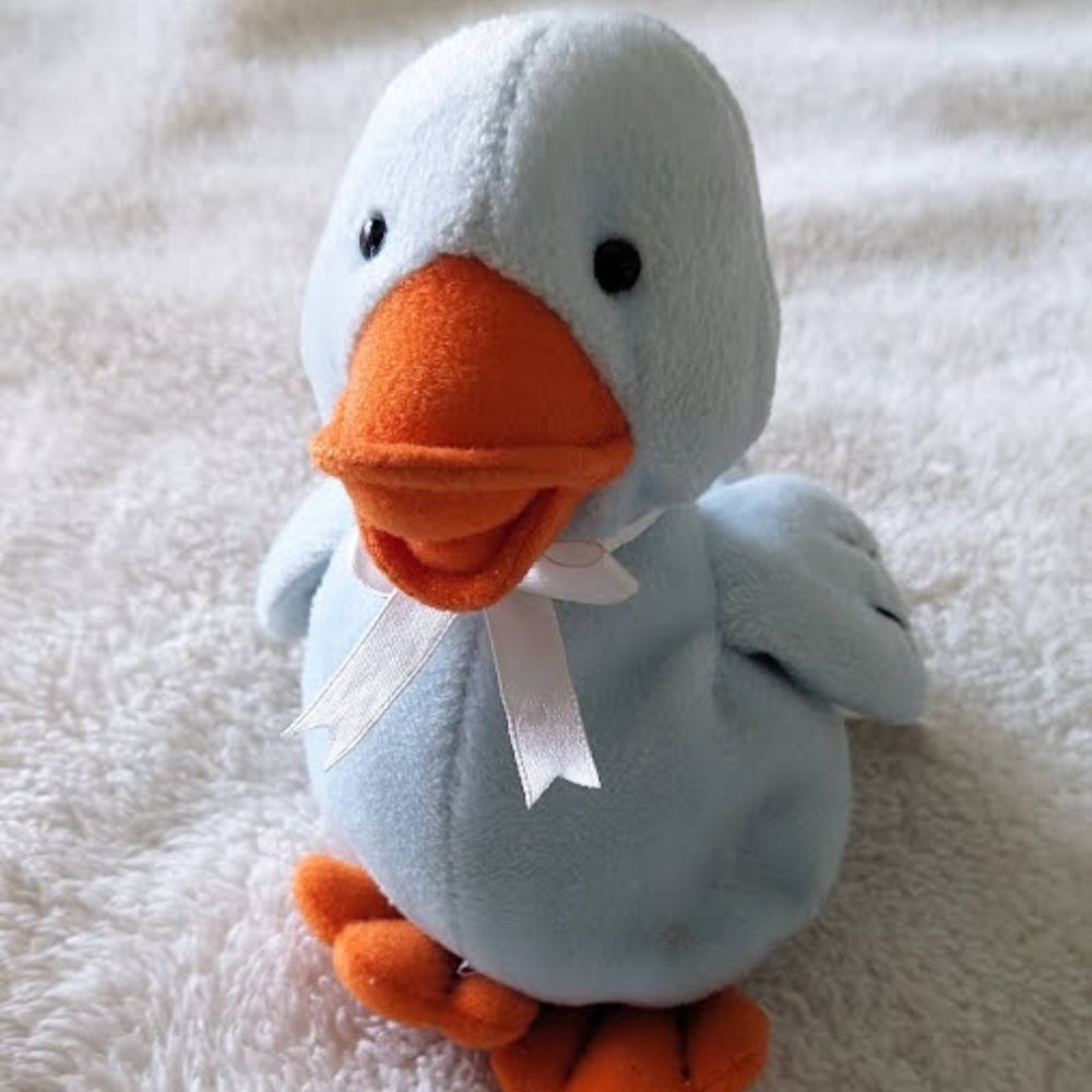 Vintage Applause Small Light Blue Duck Stuffed Animal.